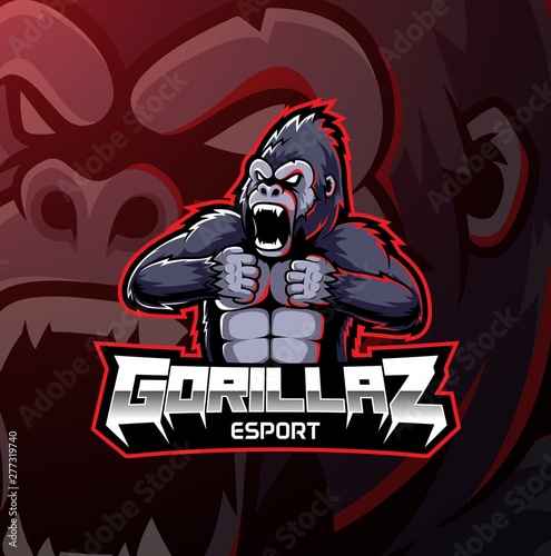 Angry gorilla mascot logo desain