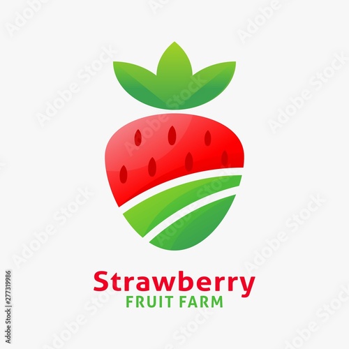 Strawberry fruit farm logo design