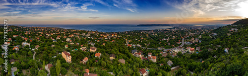 Amazing aerial panoramic view of suburbs and coast and Varna city, Bulgaria. Day view