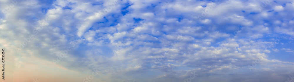 Panorama blue sky with tiny clouds