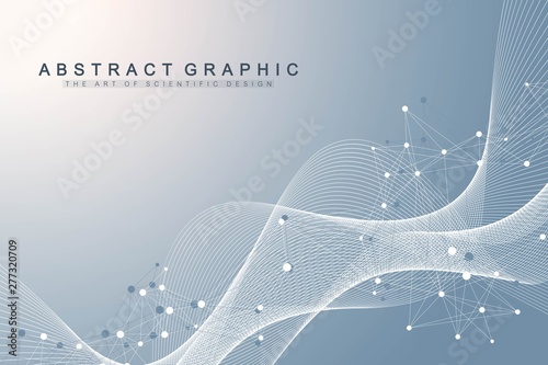 Big Genomic Data Visualization. DNA helix, DNA strand, DNA Test. Molecule or atom, neurons. Abstract structure for Science or medical background, banner