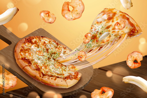 Stringy seafood pizza ads
