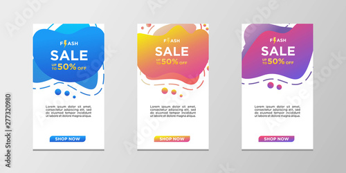 Flash sale banners with abstract dynamic modern liquid color. Sale banner template design, can use for mobile app, website, flash sale special offer set