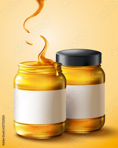 Sweet honey in glass jar