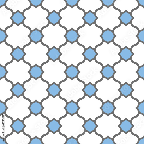 Moroccan decorative pattern for the background, tile and textiles. It is assembled from modular parts. Vector. Seamless.