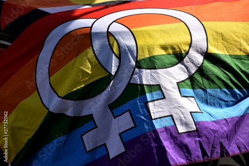 Gay pride movement rainbow banner flag photo