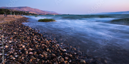 Foto Sunset over see of galilee landscape