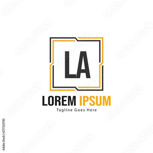 Initial LA logo template with modern frame. Minimalist LA letter logo vector illustration