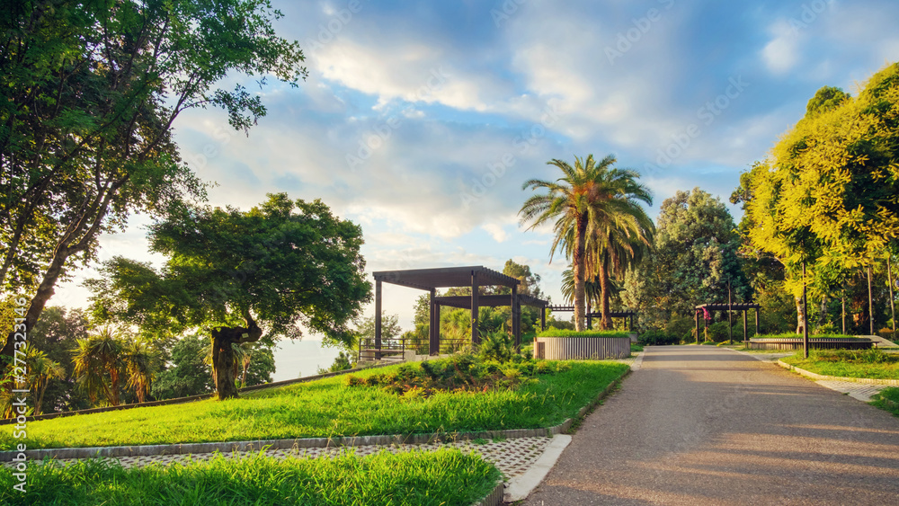 Panoramic view of the beutiful botanical garden