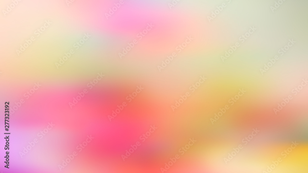 Abstract blurred color pastel background in red, pink, yellow, blue, green.