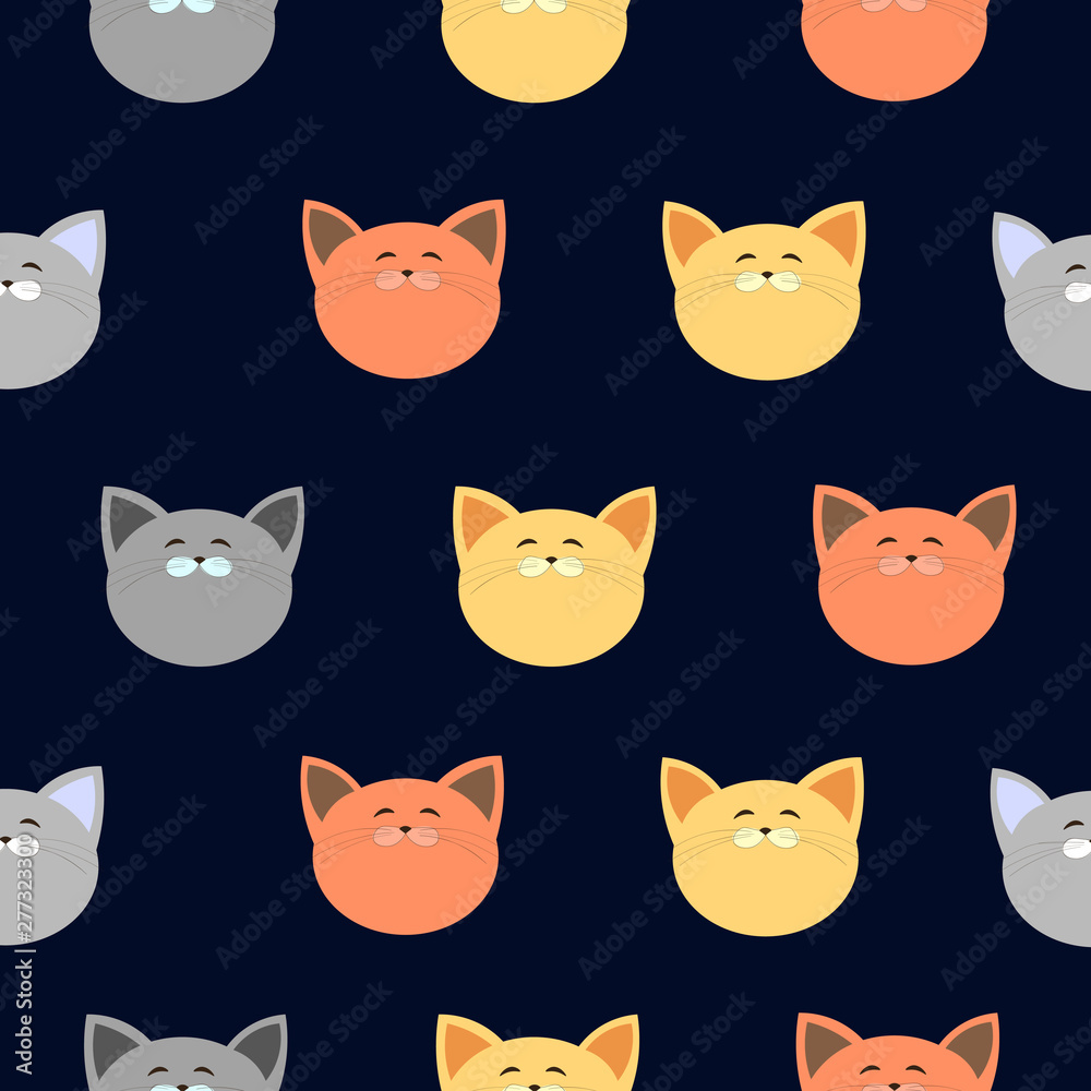 Pattern cats on a blue background. Design for wallpaper, fabric. Pattern cats on a blue background. Design for wallpaper, fabric.