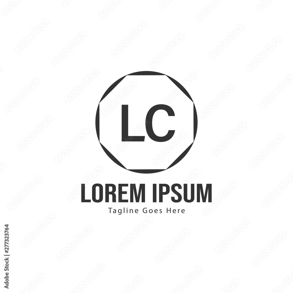 Initial LC logo template with modern frame. Minimalist LC letter logo vector illustration