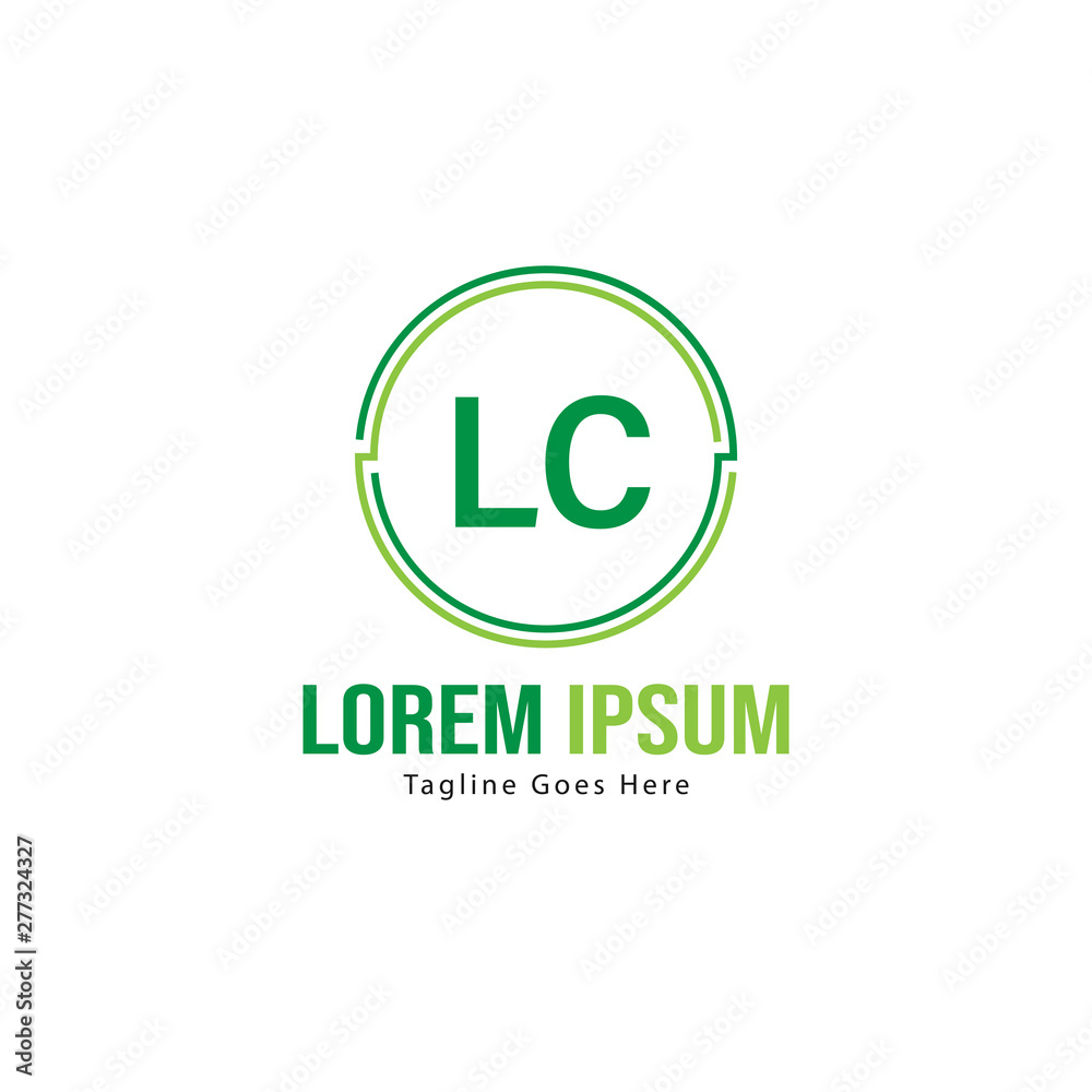 Initial LC logo template with modern frame. Minimalist LC letter logo vector illustration