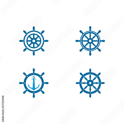 Ship steering vector icon illustration template design 