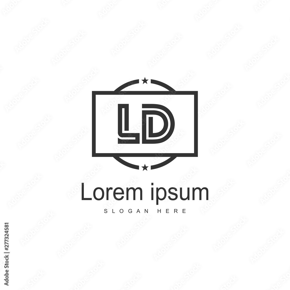 Initial LD logo template with modern frame. Minimalist LD letter logo vector illustration