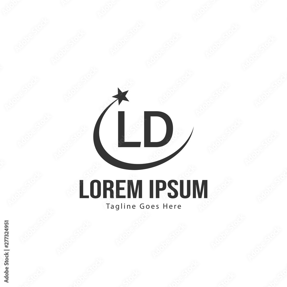 Initial LD logo template with modern frame. Minimalist LD letter logo vector illustration