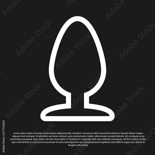 Black Anal plug icon isolated on black background. Butt plug sign. Fetish accessory. Sex toy for men and woman. Vector Illustration