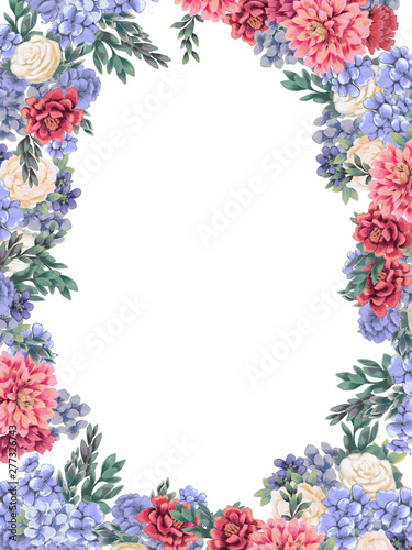 Floral frame for design save the date cards, invitations, posters and birthday decoration