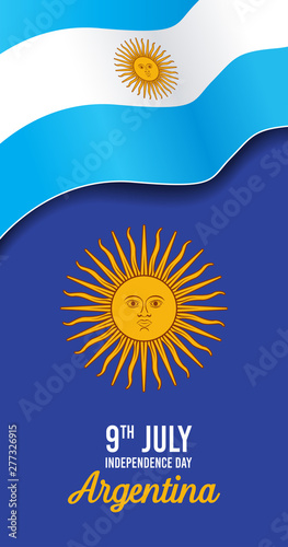 Independence day Argentina, Illustration of waving flag of Argentina. Vector Illustration
