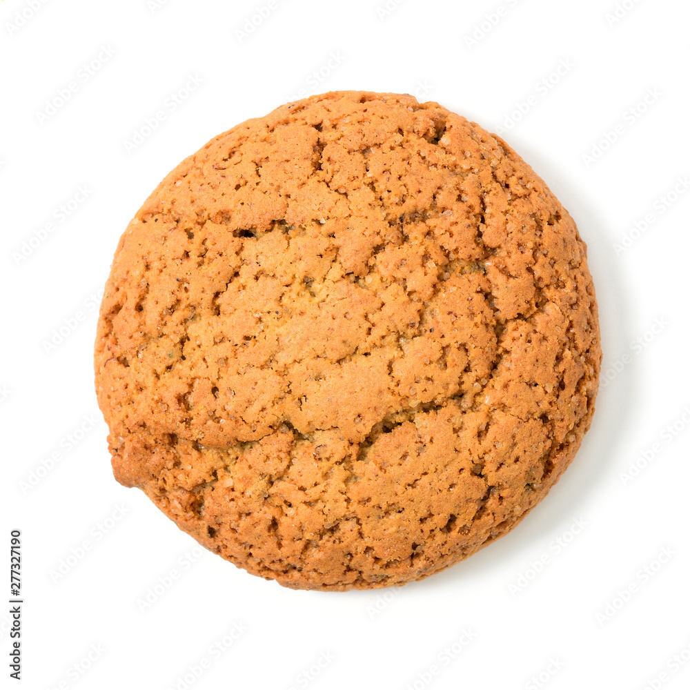 Homemade cookies. One sweet cookie made from oatmeal flour. Tasty biscuit in high resolution closeup, isolated on white background top view. Homemade bakery. Homemade cookies. One sweet cookie made from oatmeal flour. Tasty biscuit in high resolution closeup, isolated on white background top view. Homemade bakery.
