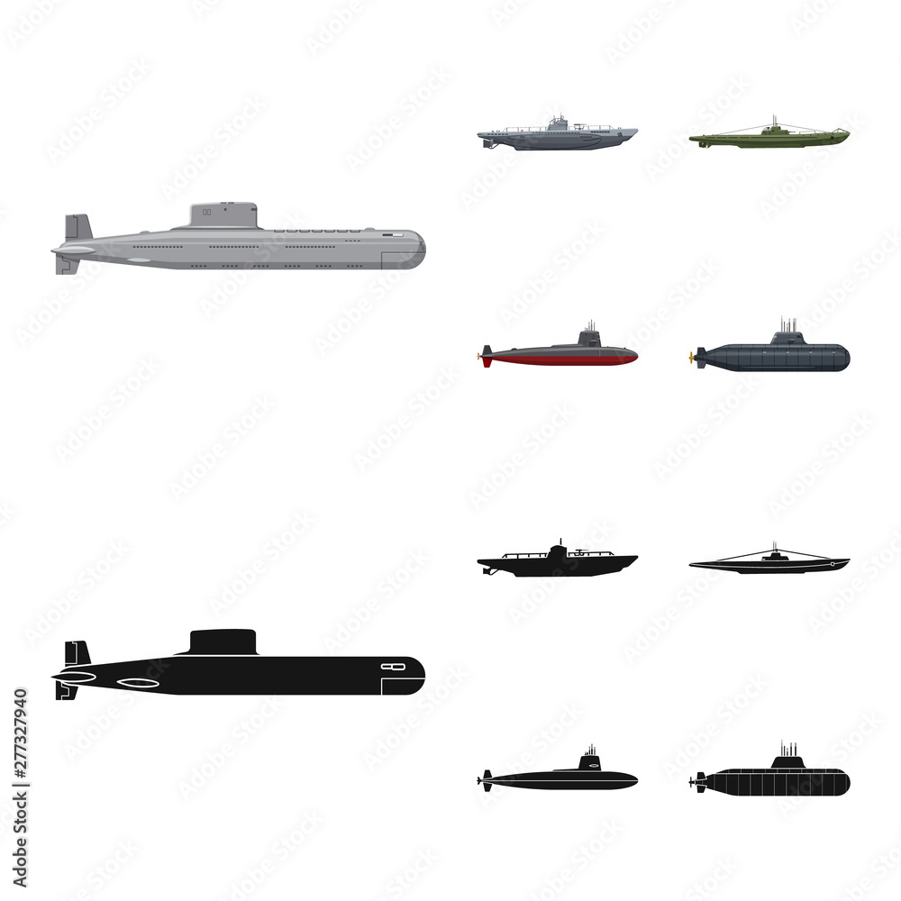 Vector illustration of war and ship symbol. Set of war and fleet vector icon for stock.