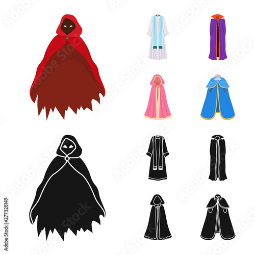 Vector illustration of material and clothing sign. Set of material and garment stock symbol for web.