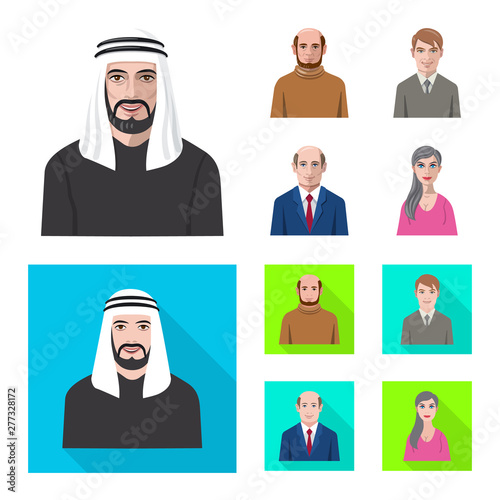 Isolated object of hairstyle and profession sign. Collection of hairstyle and character vector icon for stock.