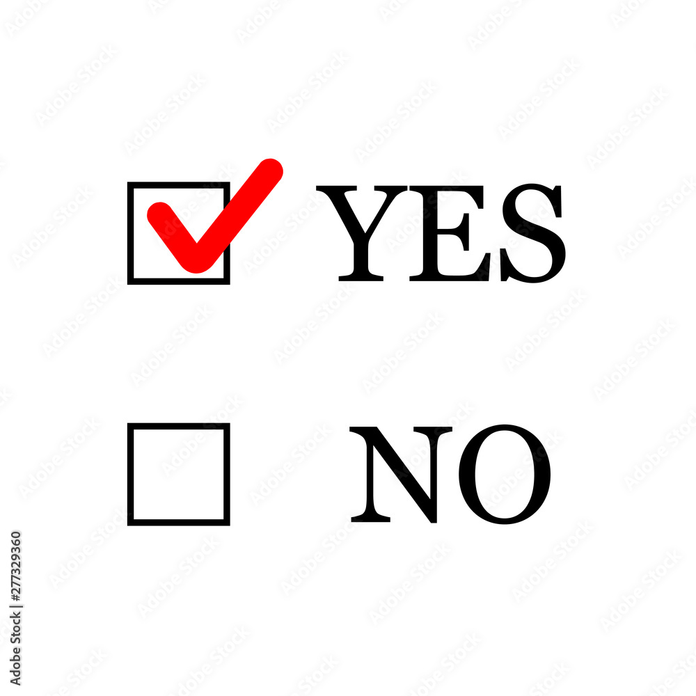 Yes and No check marks, selected with red marker , concept of motivation, voting, test, positive answer, poll, selection, choice modern vector illustration design on white background Yes and No check marks, selected with red marker , concept of motivation, voting, test, positive answer, poll, selection, choice modern vector illustration design on white background