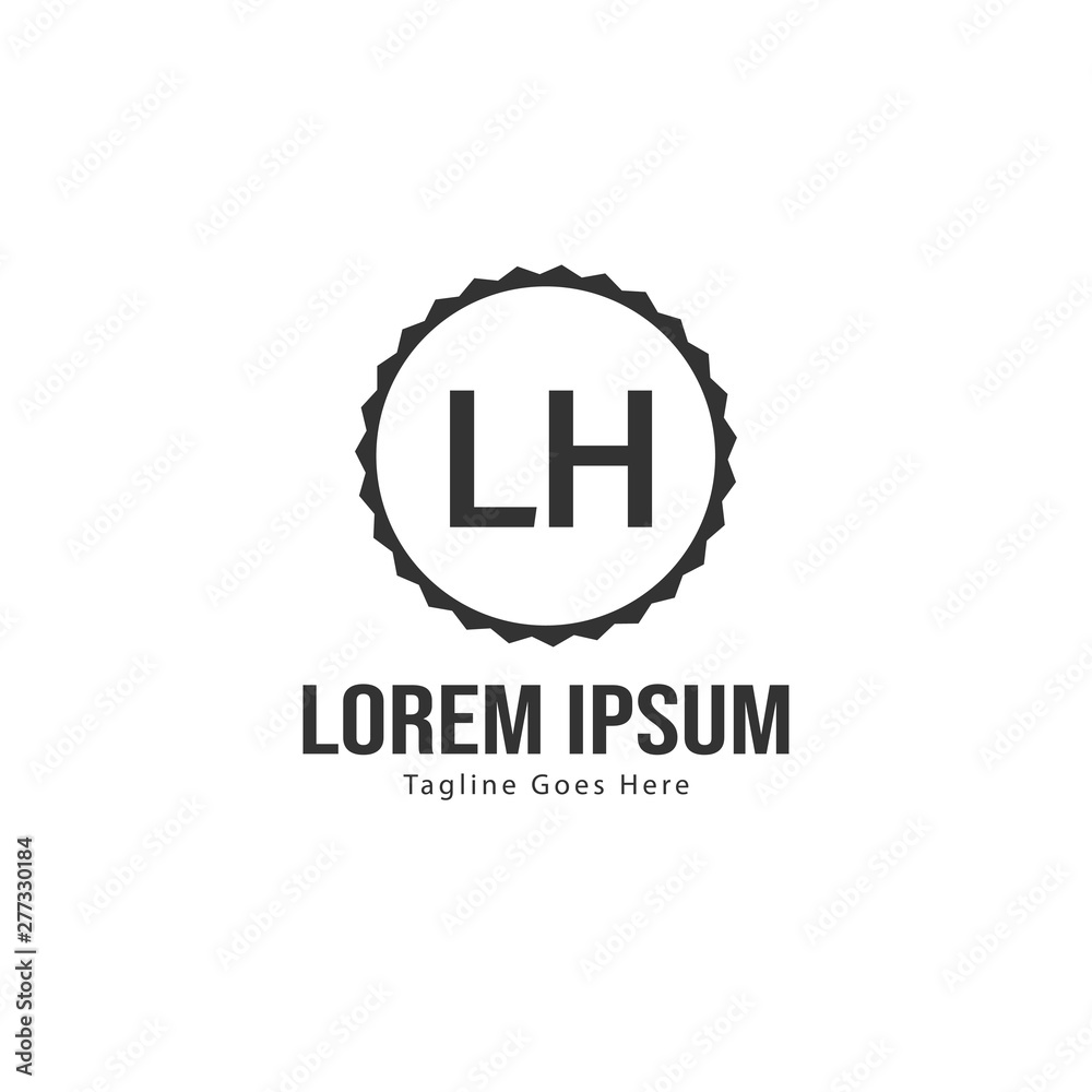 Initial LH logo template with modern frame. Minimalist LH letter logo vector illustration