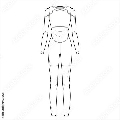  Bodysuit fashion flat sketch template