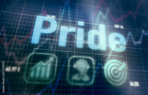 Pride concept on a blue dot matrix computer display.