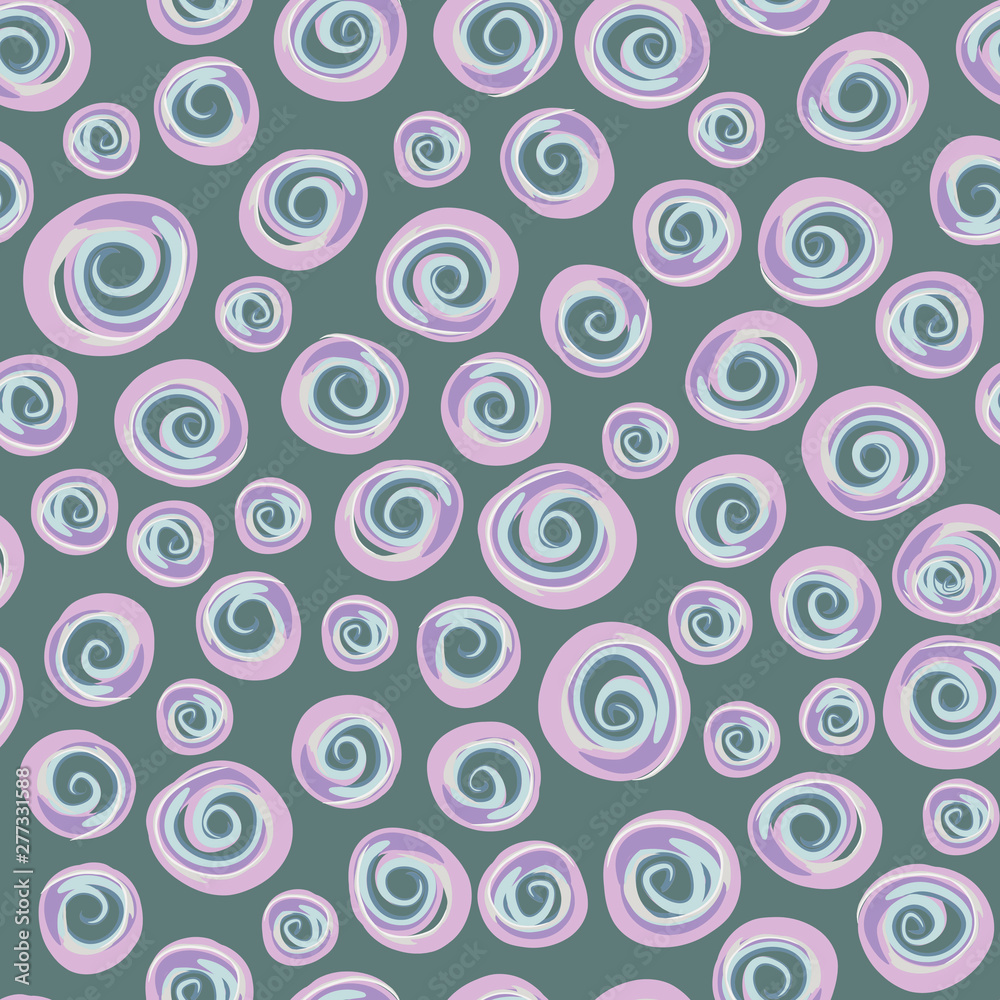 Seamless abstract pattern. Decorative seamless pattern with hand drawn shapes. Hand painted grunge doodles in soft colours. Endless ornament with spiral shapes, convoluted figures, snail shell shapes Seamless abstract pattern. Decorative seamless pattern with hand drawn shapes. Hand painted grunge doodles in soft colours. Endless ornament with spiral shapes, convoluted figures, snail shell shapes