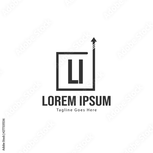 Initial LI logo template with modern frame. Minimalist LI letter logo vector illustration