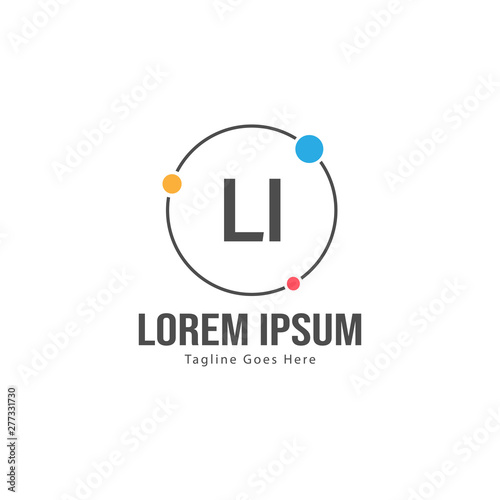 Initial LI logo template with modern frame. Minimalist LI letter logo vector illustration