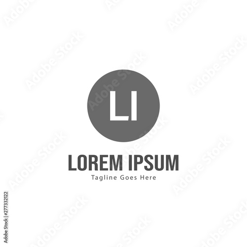 Initial LI logo template with modern frame. Minimalist LI letter logo vector illustration