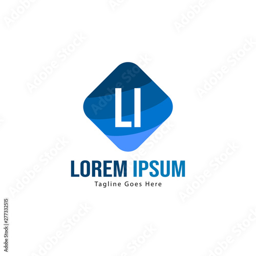 Initial LI logo template with modern frame. Minimalist LI letter logo vector illustration