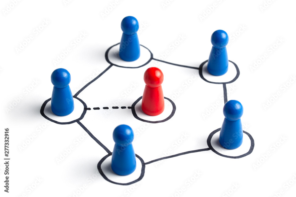 Communication in a business team online and with each other. Social connections between people. Team communication with the leader or new member of the group. Isolated on white Communication in a business team online and with each other. Social connections between people. Team communication with the leader or new member of the group. Isolated on white