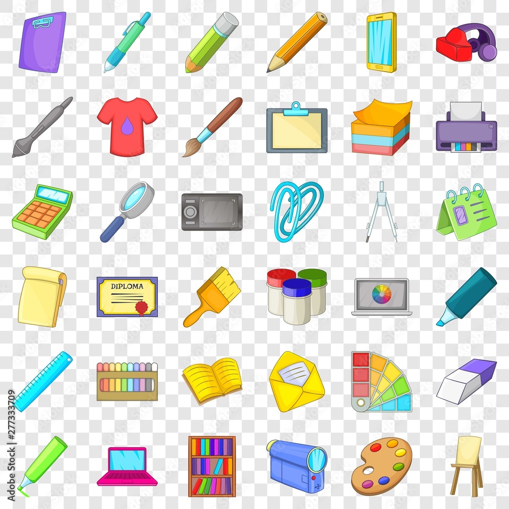 Palette icons set. Cartoon style of 36 palette vector icons for web for any design