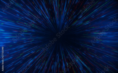 Shiny Particles Space Explosion Retro Sci-Fi Neon radial lines Background Futuristic speed light zoom of the 80 s. Digital Cyber Surface. Suitable for design in the style of the 1980 s