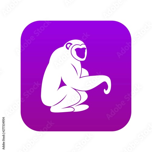 Fototapeta Naklejka Na Ścianę i Meble -  Monkey sitting icon digital purple for any design isolated on white vector illustration