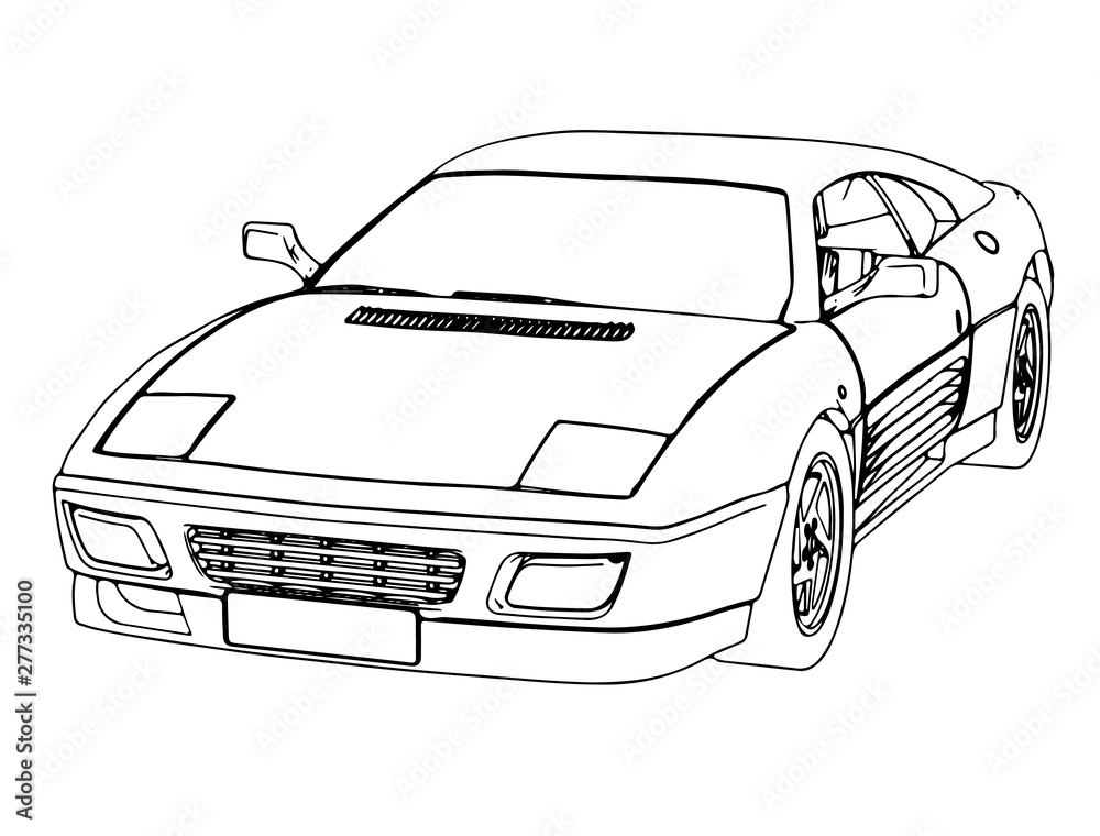 sketch of the sports car on a white background vector