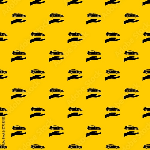 Hand and car pattern seamless vector repeat geometric yellow for any design