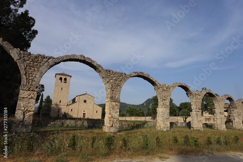 Castel San Vincenzo, Italy - 8 luglio 2019: the Benedictine Abbey of San Vincenzo in Molise in the upper valley of the Volturno