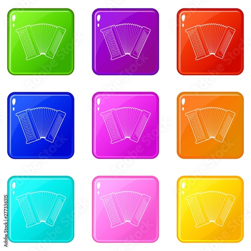 Accordion icons set 9 color collection isolated on white for any design