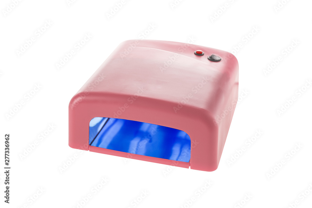 Ultraviolet led manicure pink working lamp for drying nails. Isolated on white background Ultraviolet led manicure pink working lamp for drying nails. Isolated on white background