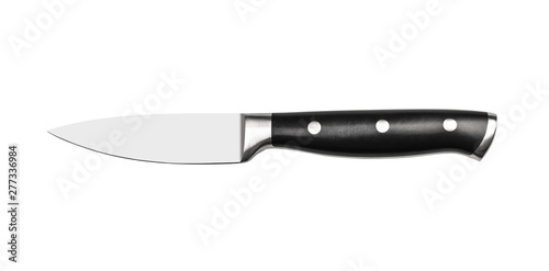 Kitchen utensils isolated on white background. Cutting sharp knife