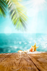 Table background of free space for your decoration and summer beach 