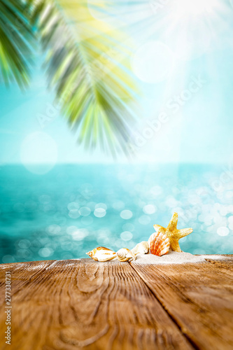 Table background of free space for your decoration and summer beach  photo