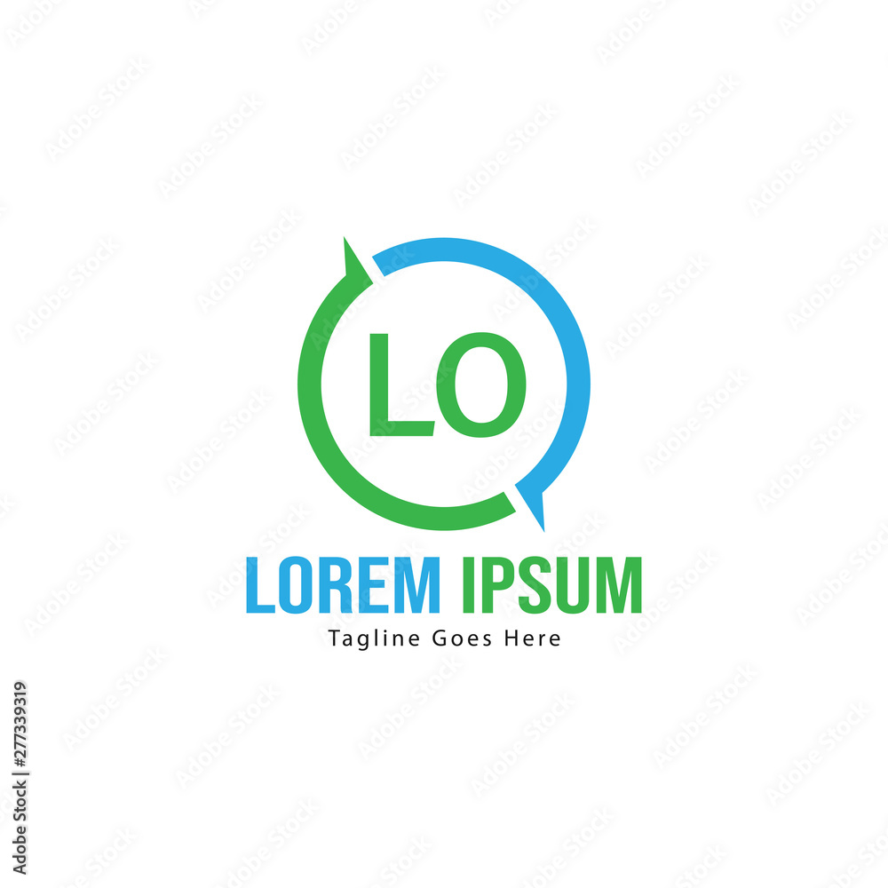 Initial LO logo template with modern frame. Minimalist LO letter logo vector illustration Initial LO logo template with modern frame. Minimalist LO letter logo vector illustration