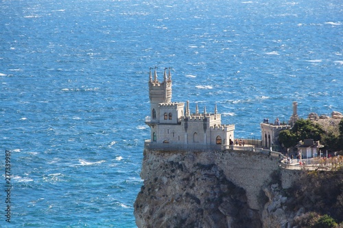 View of The Swallow's Nest. It's s a decorative castle located at Gaspra in Crimea. It was built between 1911 and 1912, on top of the 40-metre high Aurora Cliff. photo